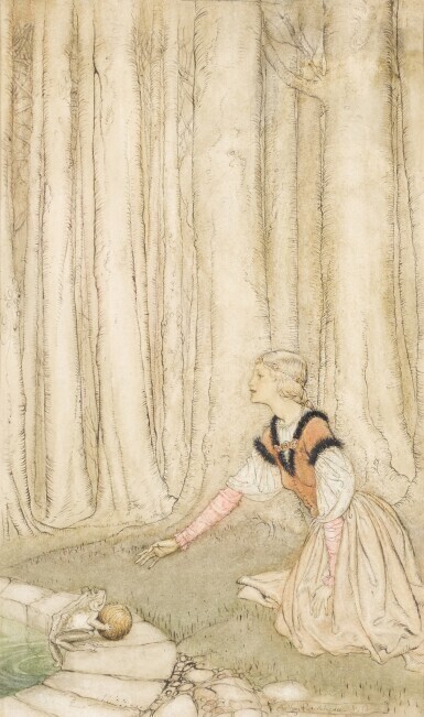 Original illustration for Arthur Rackham's Book of Pictures (Frog Prince), 1913