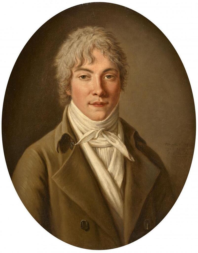 Portrait of young man in brown jacket