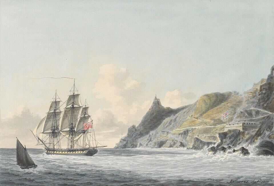 Frigate off Sugar Loaf Point, St Helena