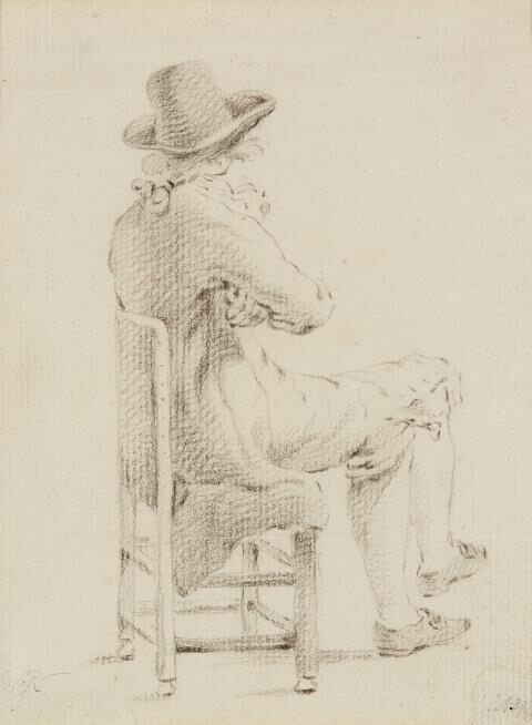 Man Sitting on a Chair, Seen from Behind