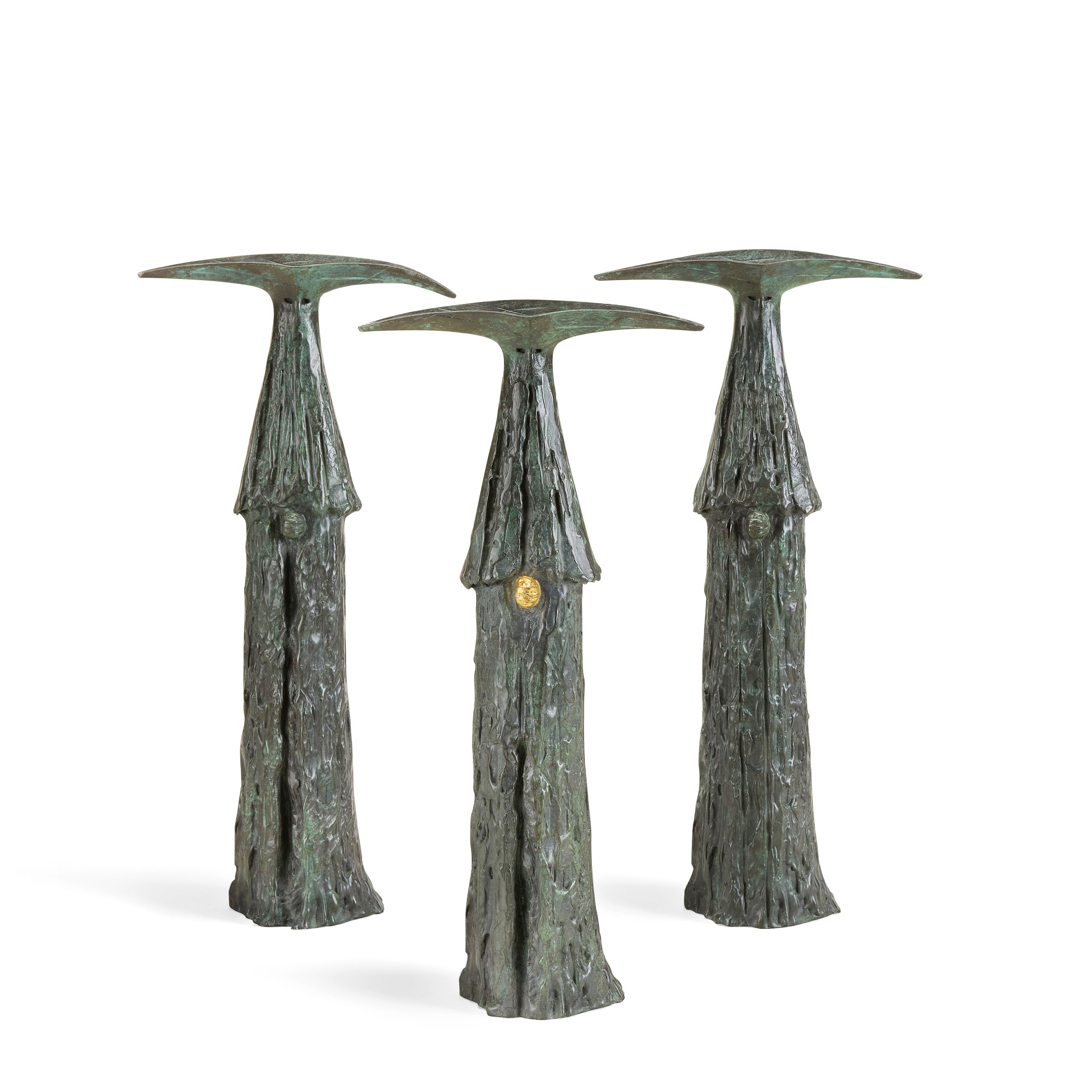 Philip Jackson (British, born 1944) The Sentinels each 34cm (13 3/8in) high (Conceived in 2011, cast by Lunts of Birmingham(3))