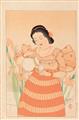 Portrait of a Chamorro woman in an orange dress