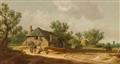 Figures conversing by a Farmstead