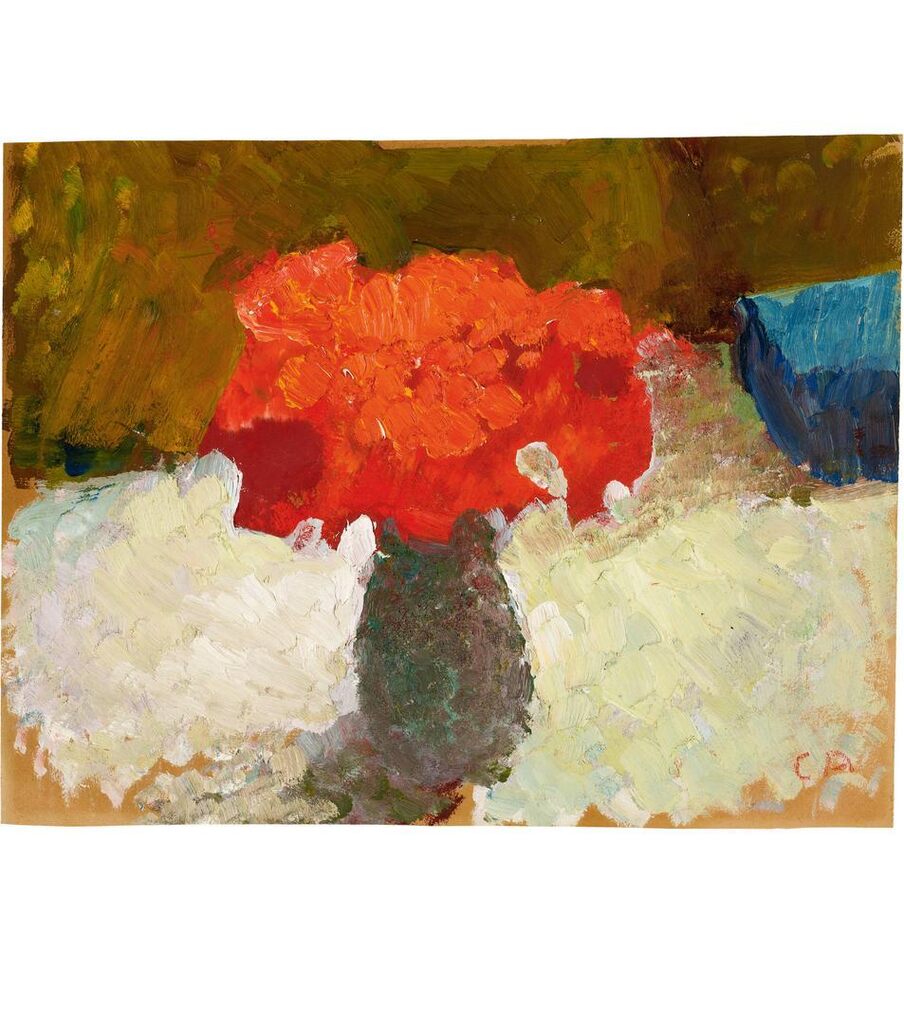 Blumenstillleben mit blauem Buch