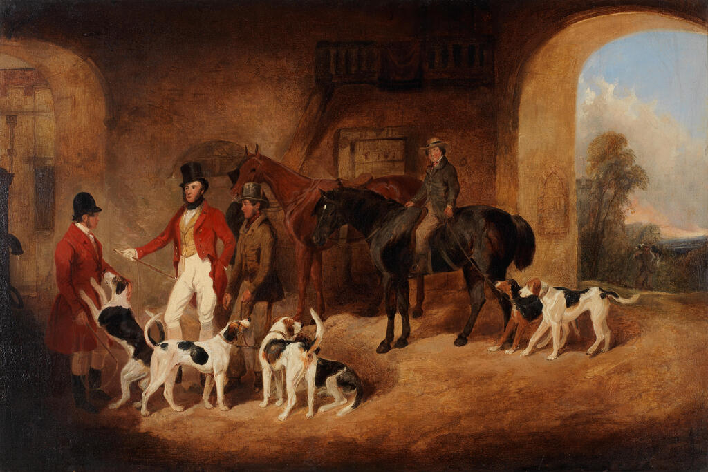 Huntsman and his hounds, said to be Charles, 3rd Baron of Southampton, Master of the Quorn Hunt