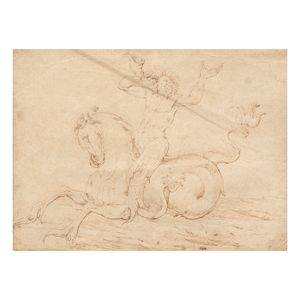 Stefano della Bella (Florence 1610-1664) A merman riding a hippocamp framed: 45.2 x 54.4cm