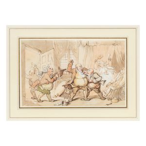 Thomas Rowlandson (London 1756-1827) An incident in a bedchamber framed: 32.6 x 38.5cm