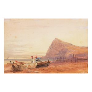 David Cox (Birmingham 1783-1859) Shakespeare's Cliff, Dover, at sunset framed: 40 x 48.8cm