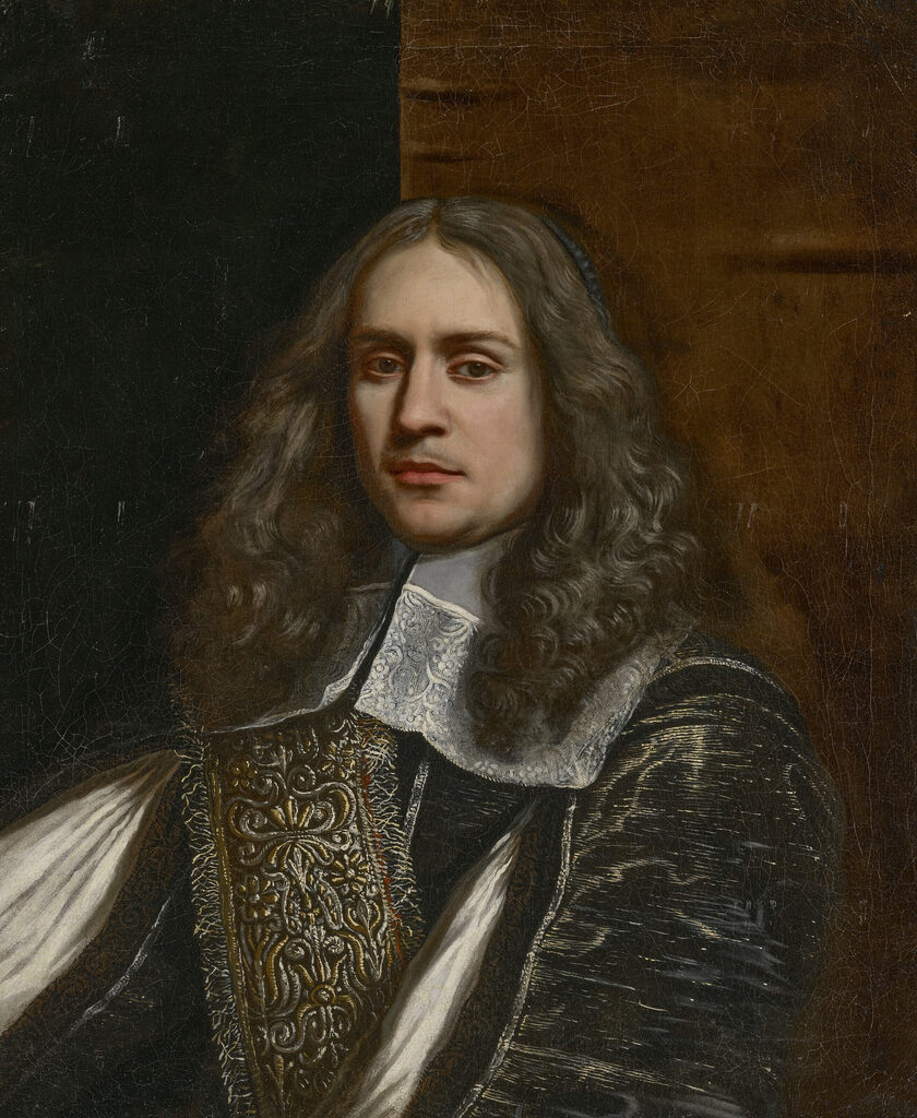 Portrait of a man, bust-length, in a gilt-thread black doublet and lace collar