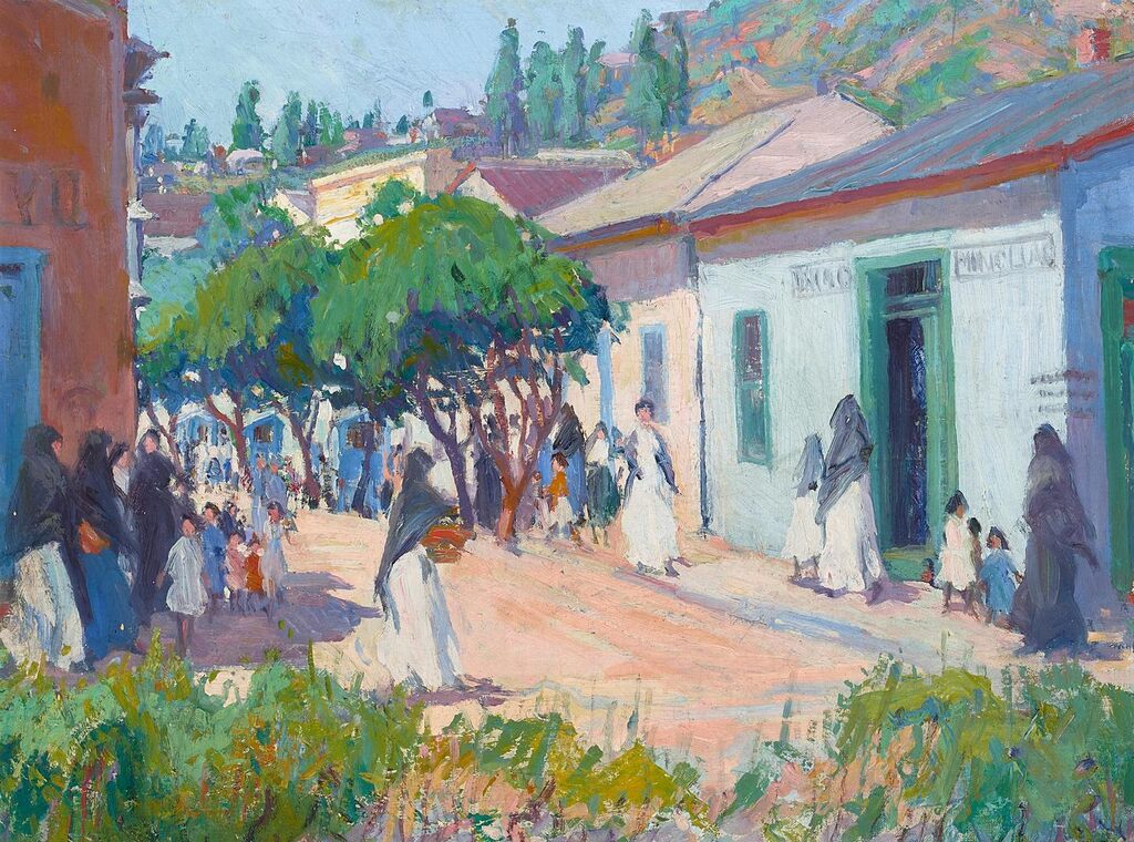 Figures Strolling on a Street