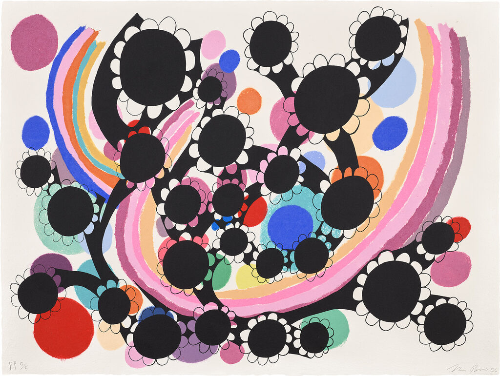 Black Flowers with Rainbow Colors