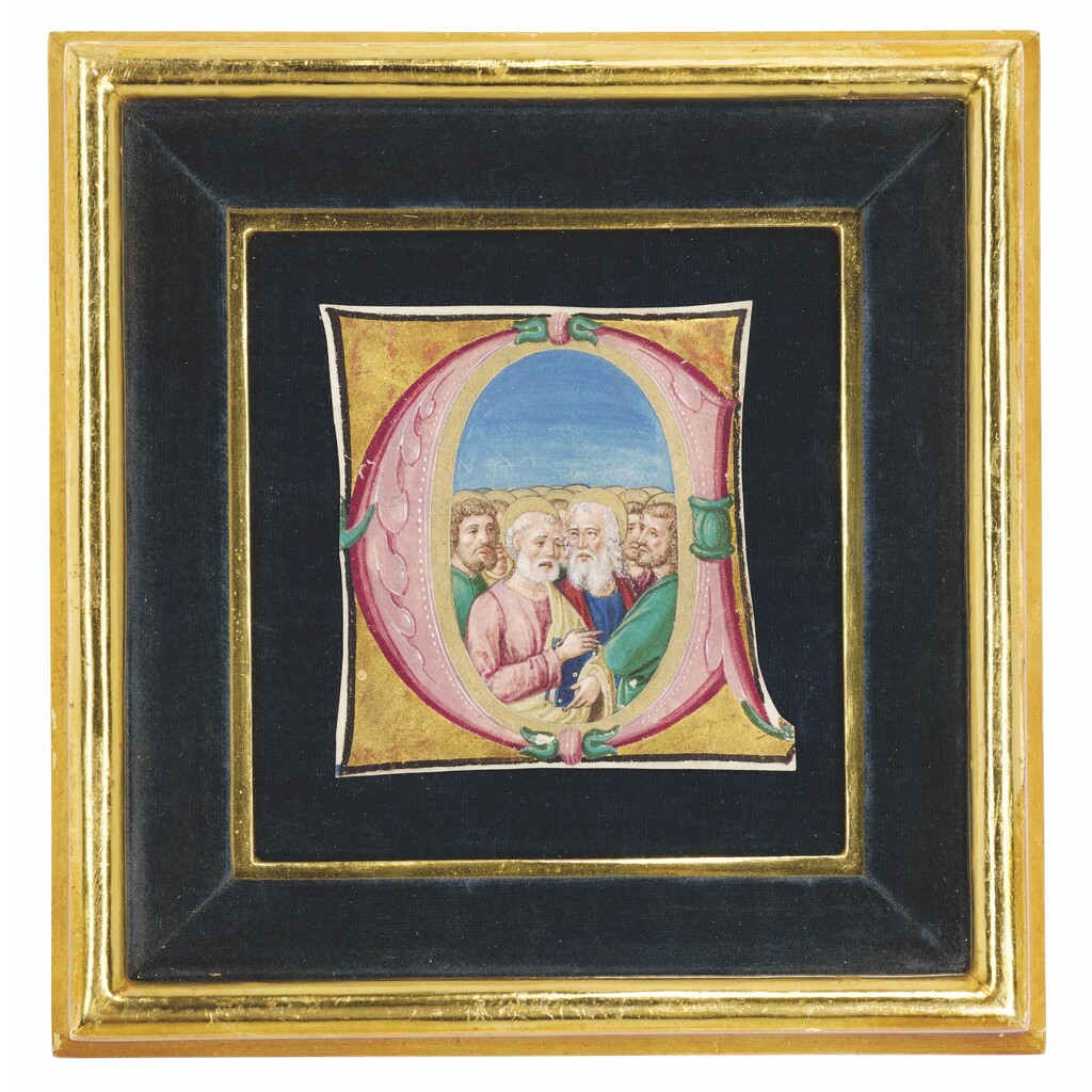 All Saints, historiated initial 'C' cut from an Antiphonal [Verona, c.1510-20]