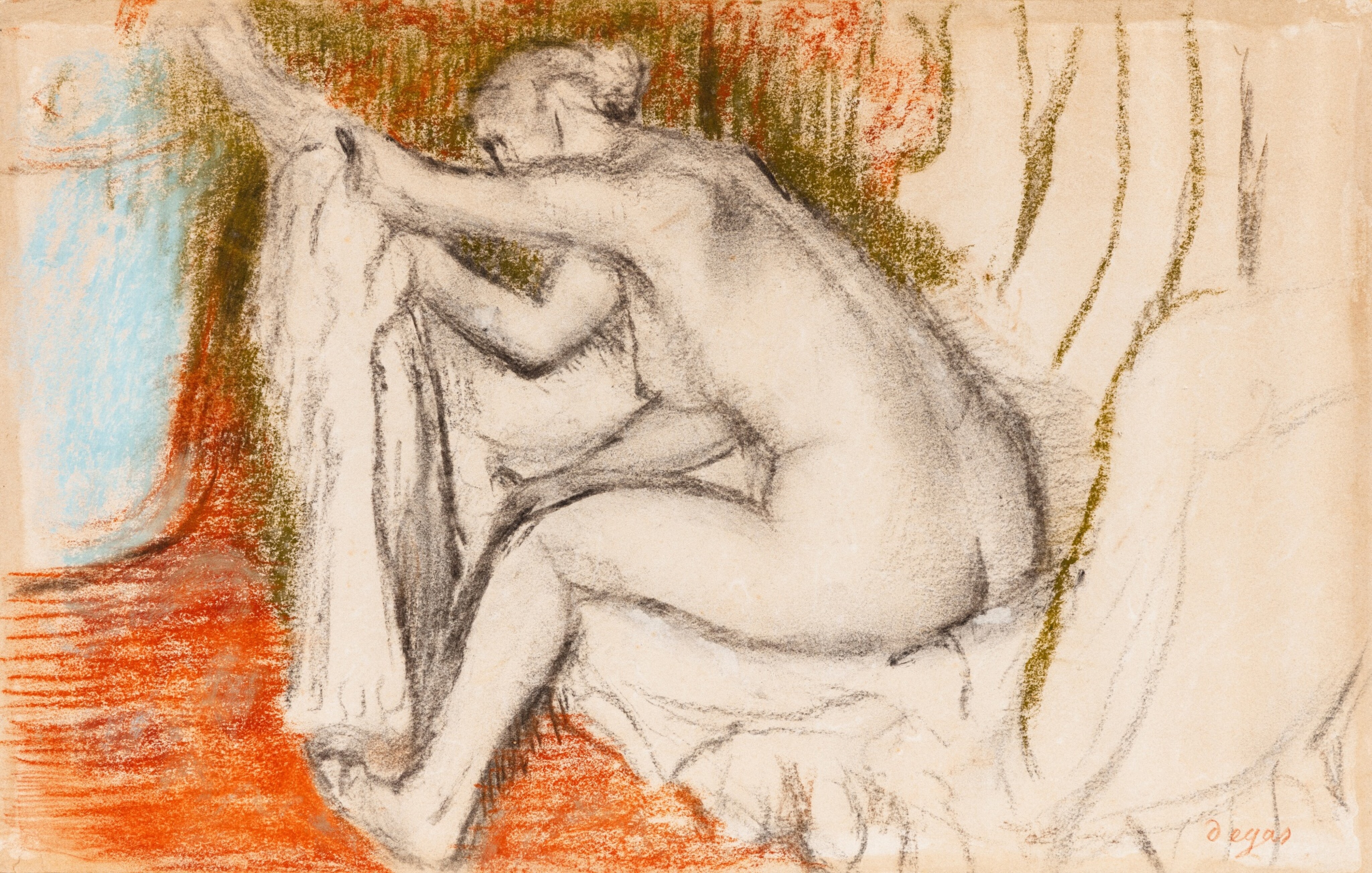 Femme s'essuyant