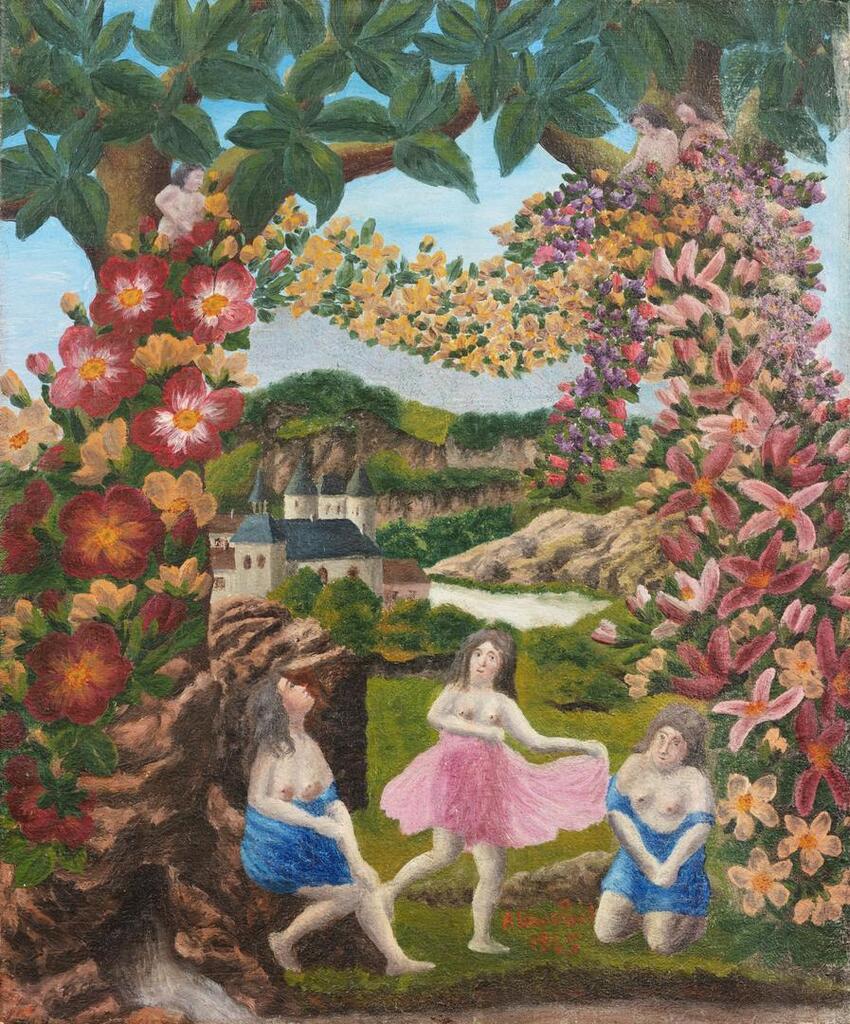 Personnages aux guirlandes de fleurs (Danse des nymphes)