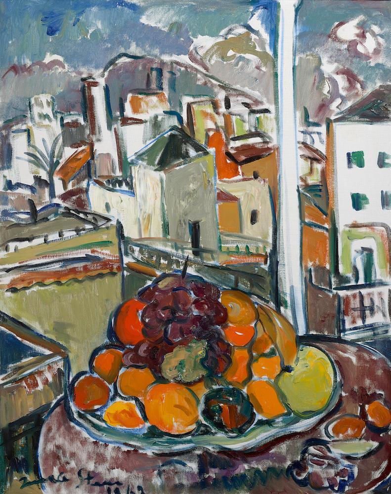 A Still Life of Fruit with a Spanish City Beyond