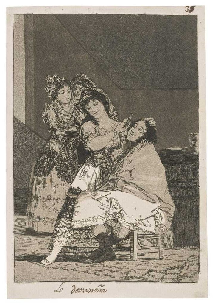 Le Descañona, plate 35 from: Los Caprichos