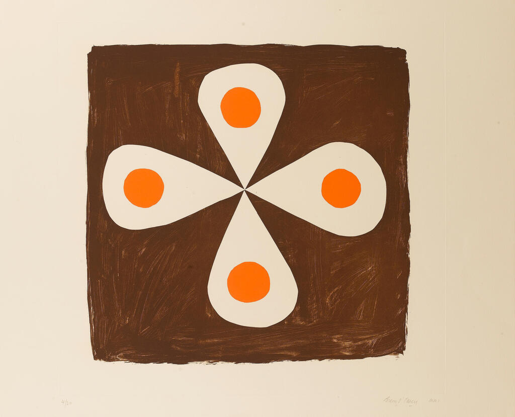 Blue Wings, Flower with orange dots, Three Black Squares