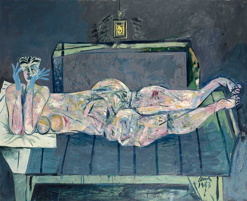 Nude with Blue Hands
