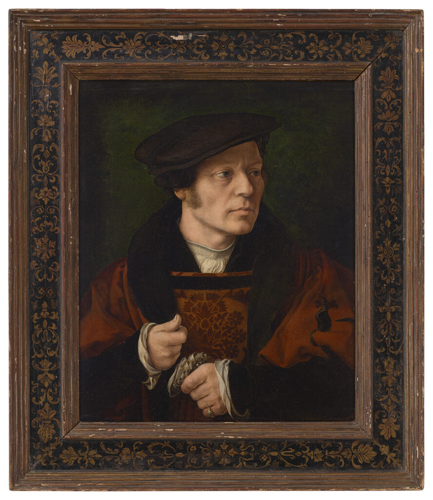 Portrait of a gentleman holding gloves, half-length