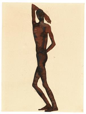 Akt eines Jünglings mit einem erhobenen Arm (Seitenansicht) / Nude of a boy with raised arm (sideview)
