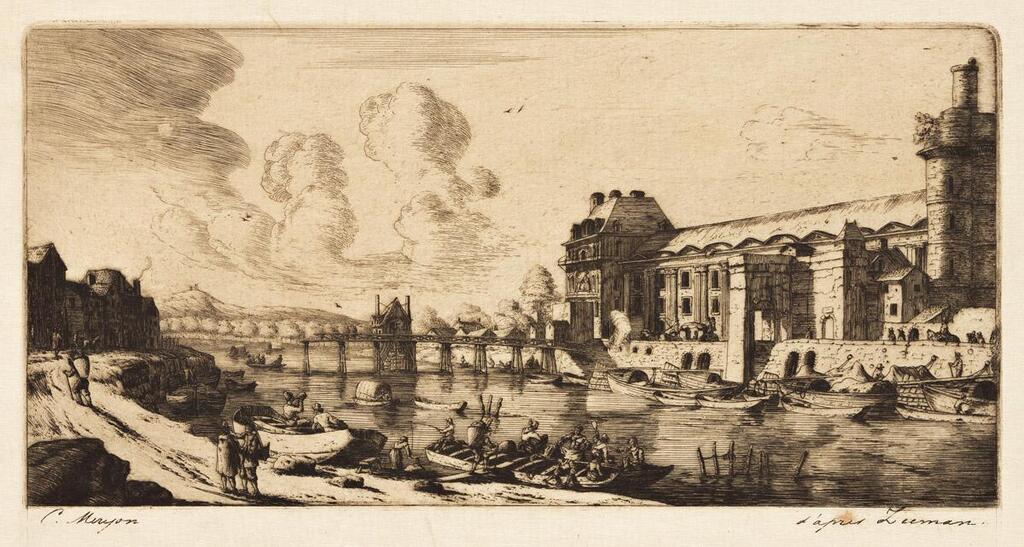 Le Pavillon de Mademoiselle et une partie du Louvre; La Pompe Notre-Dame