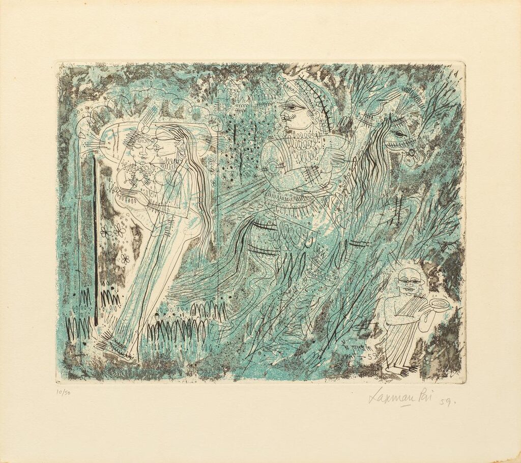 Untitled (Goa Mythology Narrative Blue Lovers)