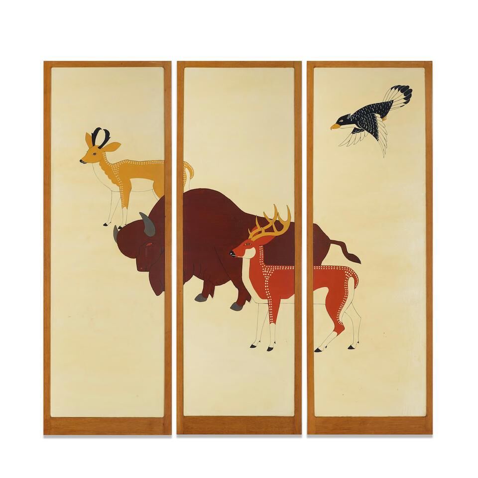 Double-Sided Triptych with Southwestern Animals Motif