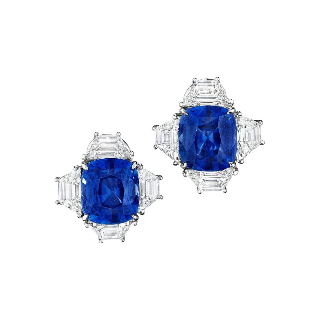 Pair of Sapphire and Diamond Earrings
