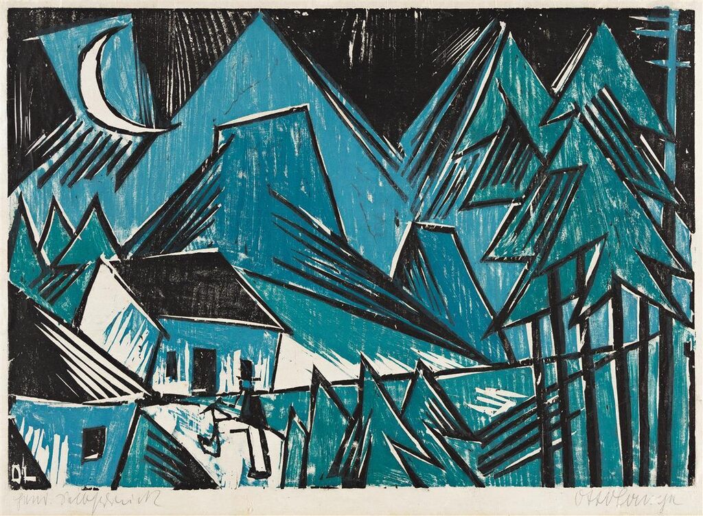 Berglandschaft mit Mondschein