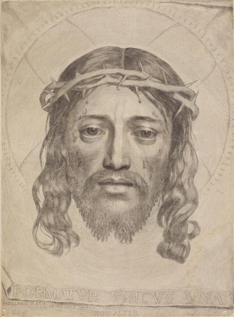 The holy face of Jesus Christ impressed on the veil of Veronica (Montaiglon 25)