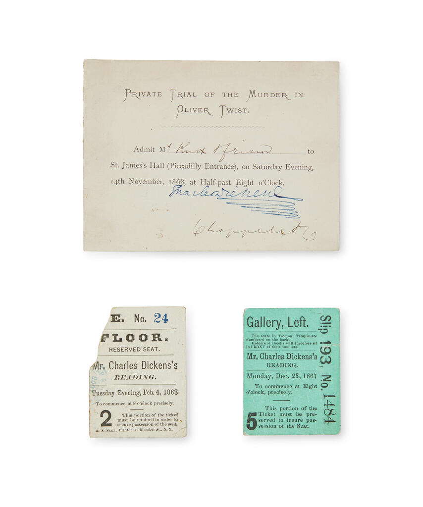 A COLLECTION OF TICKETS TO DICKENS READINGS.