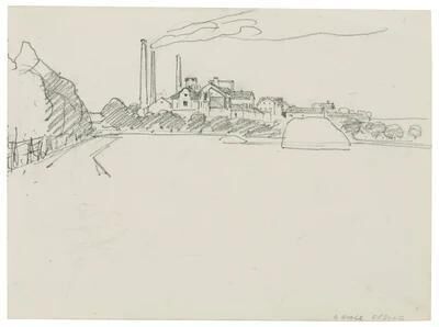"Marchlandschaft und Fabrik im Göding/Hodonin"