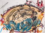 Sans titre, crayons de cire et fusain sur papier, 28 x 35,5