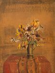 Fenêtre avec fleurs, huile sur toile, 61,5 x 46