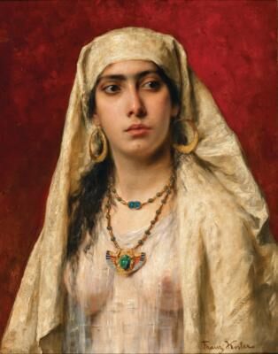 “Ajuscha”, an Oriental Woman with a Scarab Necklace
