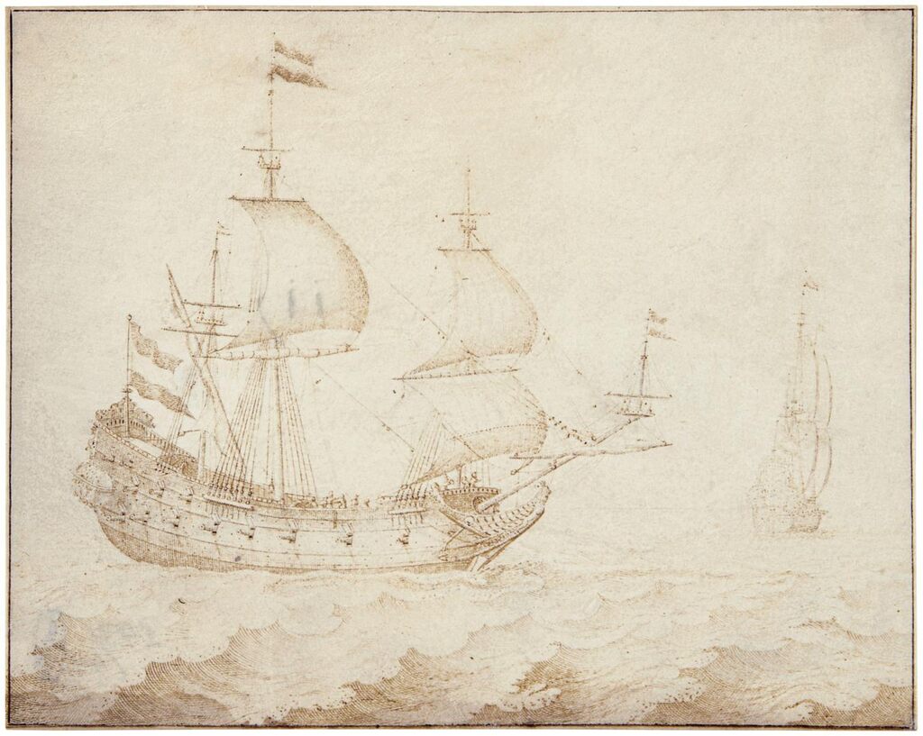 A Frigate and another Ship at Sea