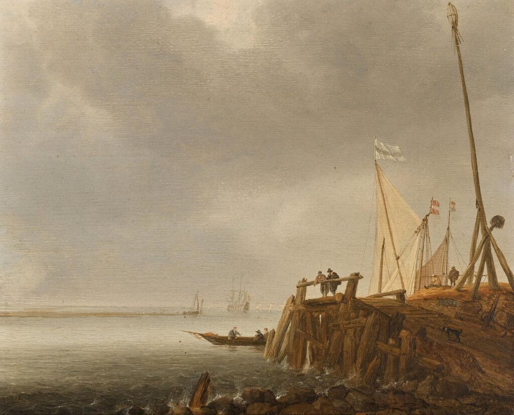 Estuary scene with a jetty in the foreground
