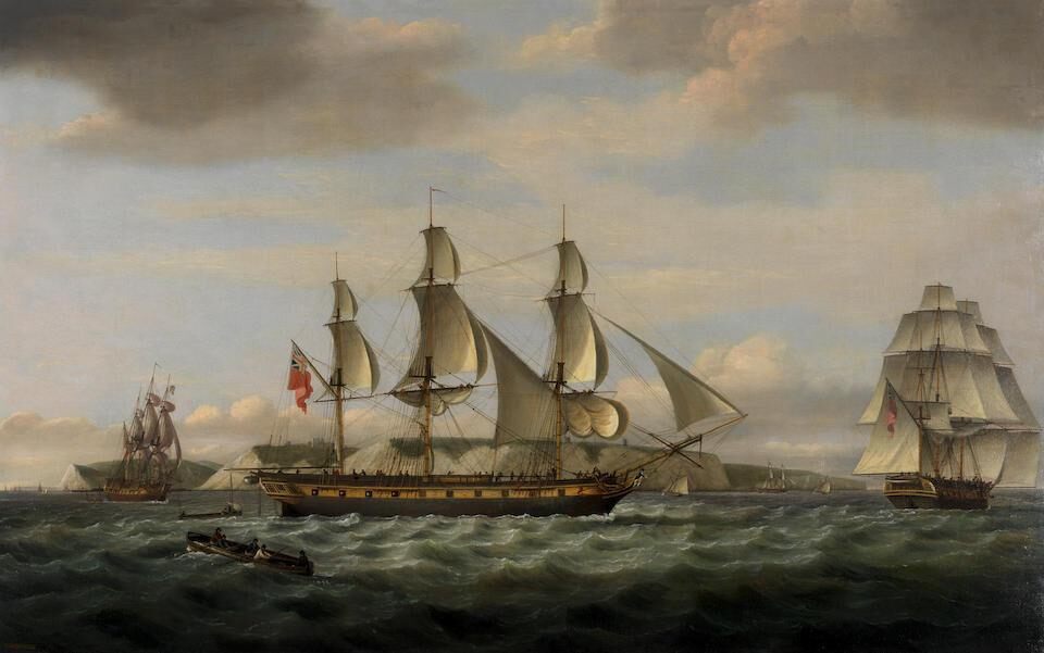 Antigua in three positions off Dover