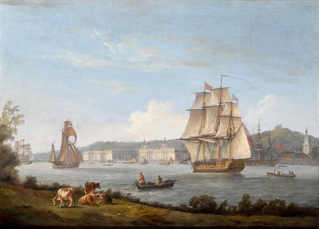 London, a view of Greenwich with shipping on the Thames