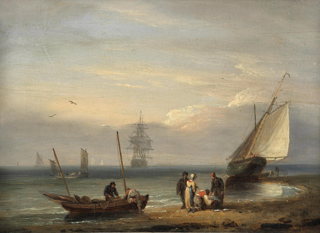 Fisherfolk on the shore