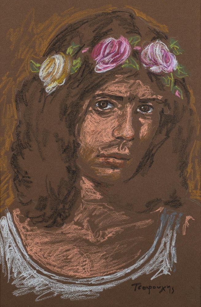 Jeune homme avec guirlande florale
