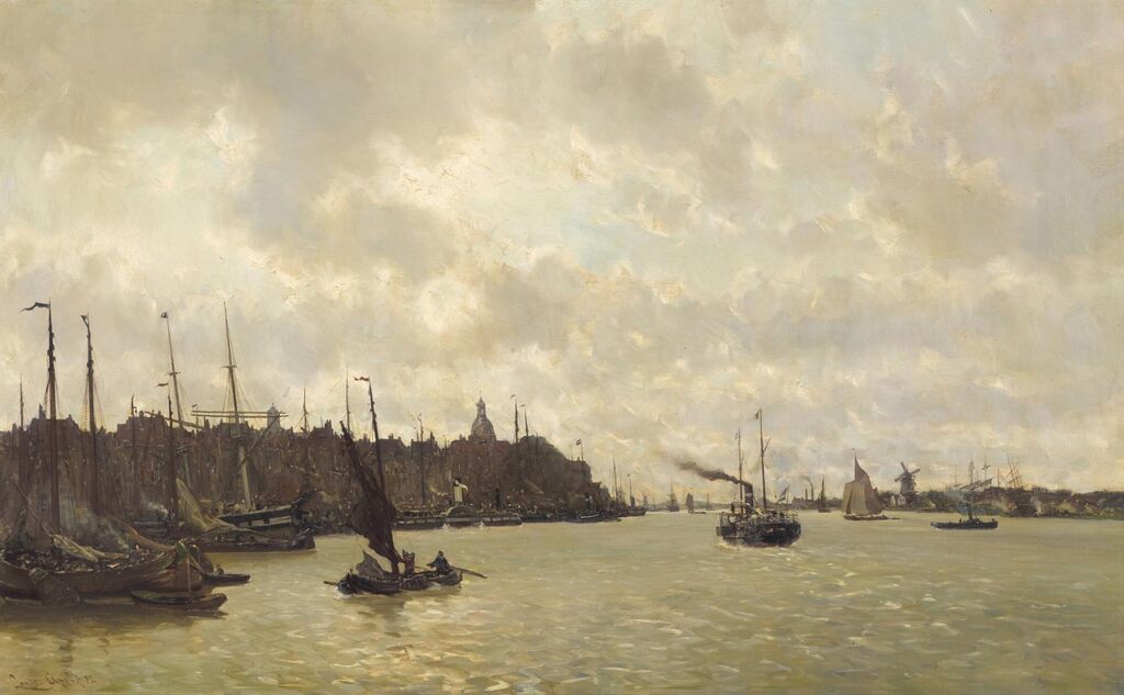 A view of Dordrecht across the river Merwede