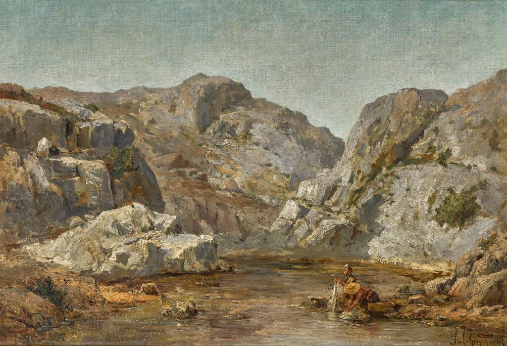 Washerwomen by a Mountain Lake