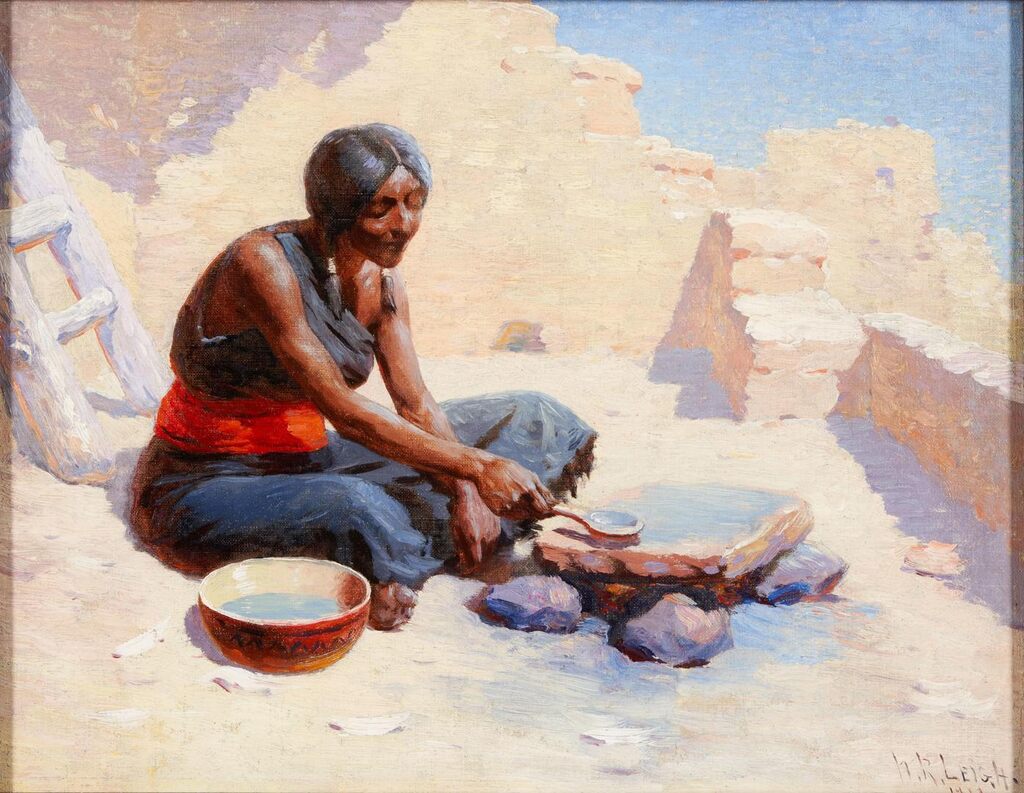 Navajo Weaver Preparing Indigo Dye