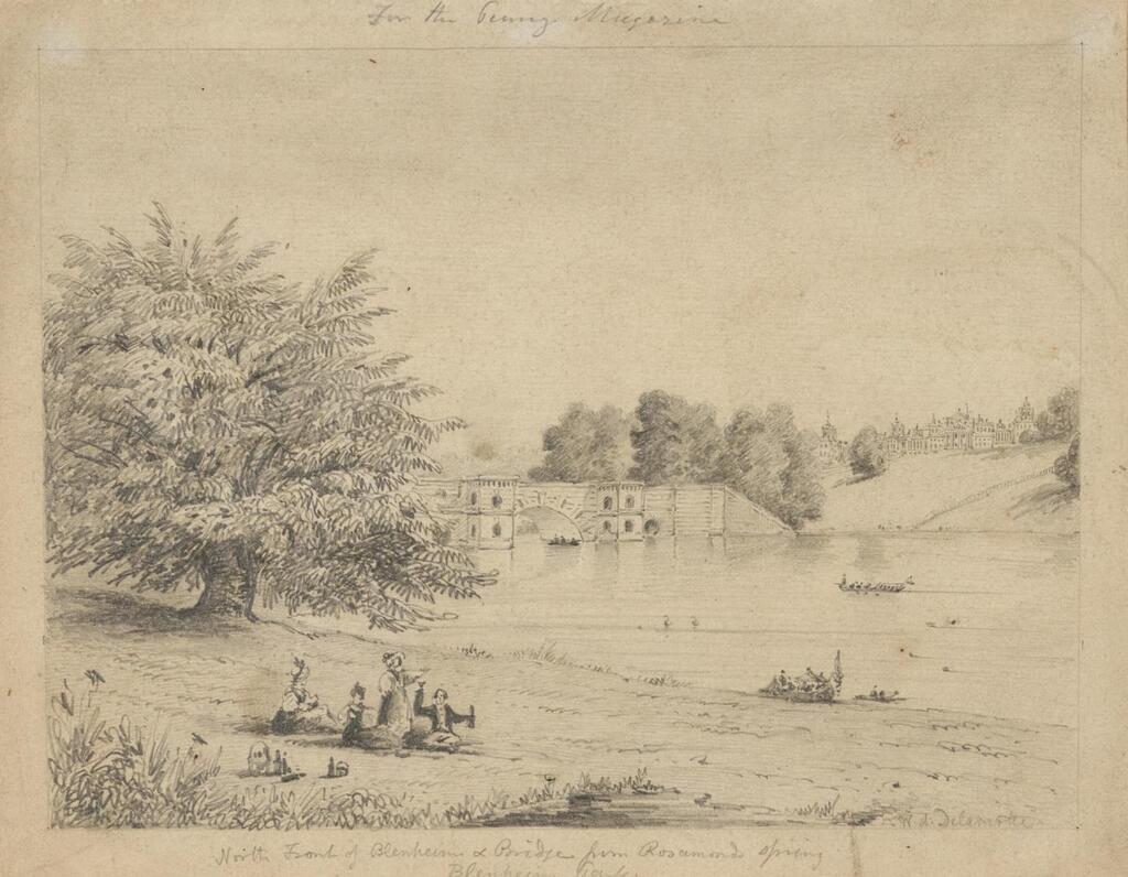 The north front of Blenheim Palace and Blenheim Bridge, seen from across the lake and five views of Wytham Abbey