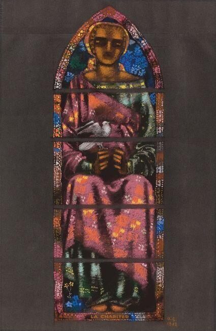 ”La Charité” (Entwurf zu einem Glasfenster in der Reformierten Kirche in Zuoz)