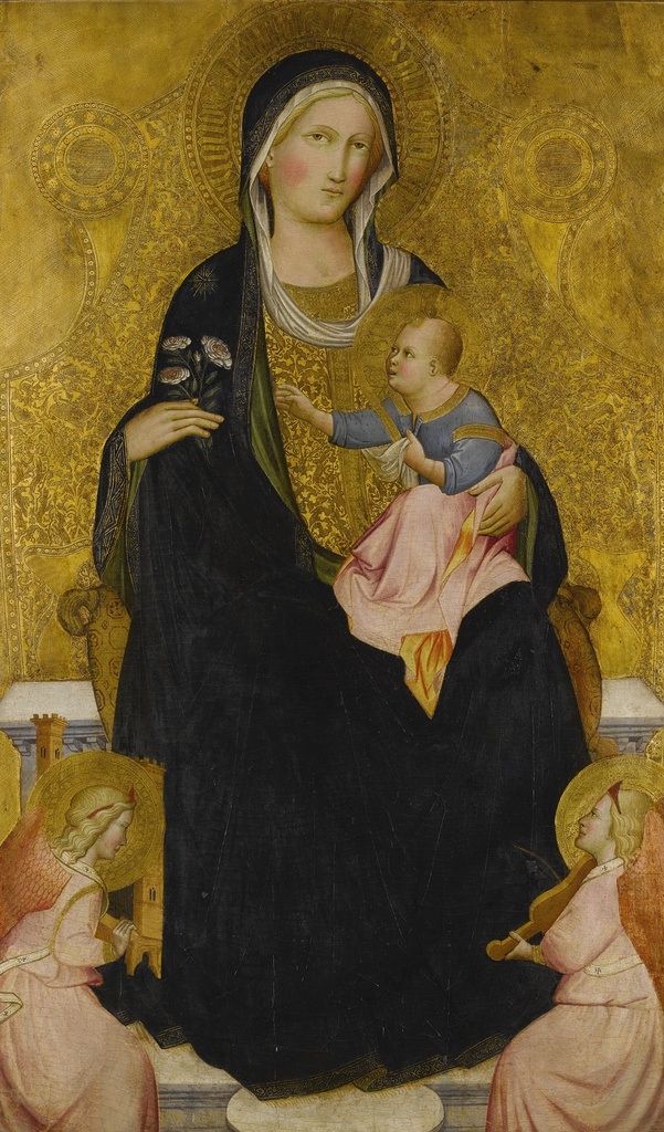 MADONNA AND CHILD ENTHRONED WITH MUSIC-MAKING ANGELS
