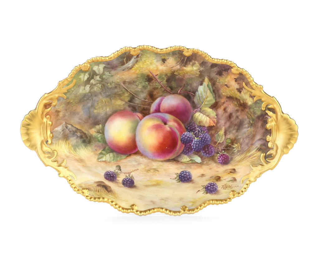 A Royal Worcester 'Painted Fruit' dish by Thomas Lockyer, dated 1920
