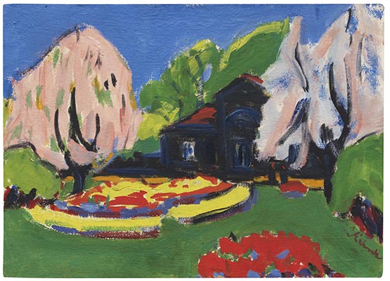Ernst Ludwig Kirchner, Landschaft mit Haus (Torhaus an der Hauptallee des Großen Gartens in Dresden)