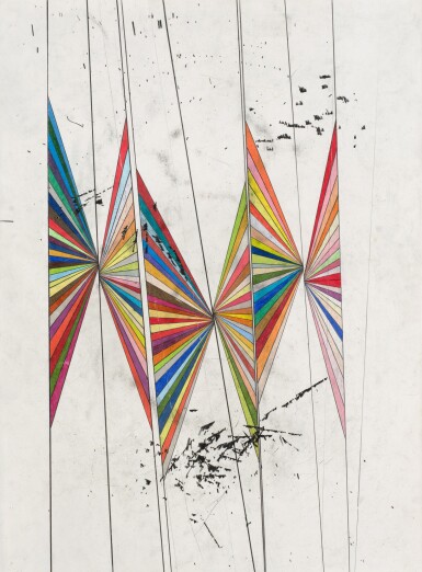 Mark Grotjahn, Untitled (Colored Butterfly White Background Six Wings)